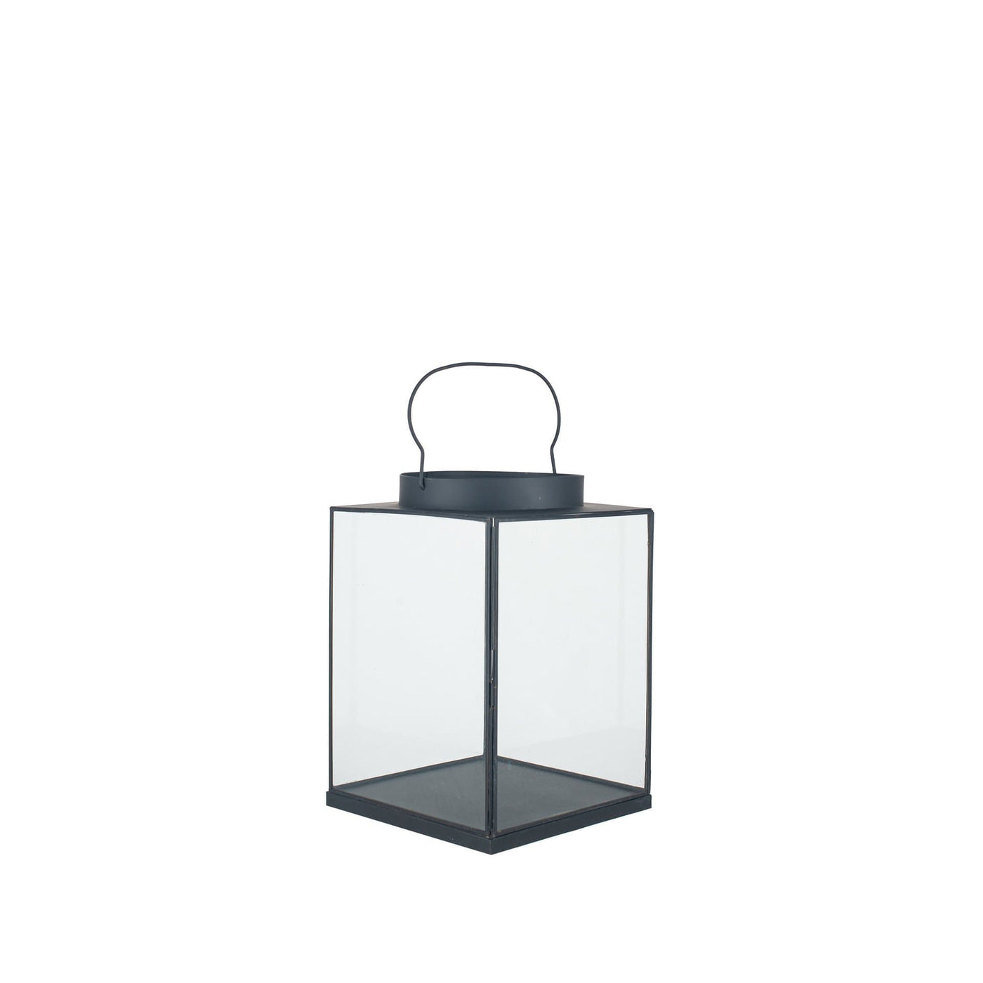 Pacific Lifestyle Accessories Matt Black Metal and Glass Small Square Lantern House of Isabella UK