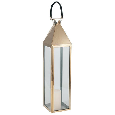 Pacific Lifestyle Accessories Matt Gold Stainless Steel & Glass Large Lantern House of Isabella UK