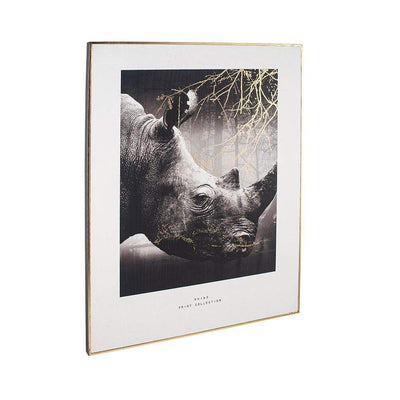 Pacific Lifestyle Accessories Mono Rhino Print with Gold Detail and Black Frame House of Isabella UK