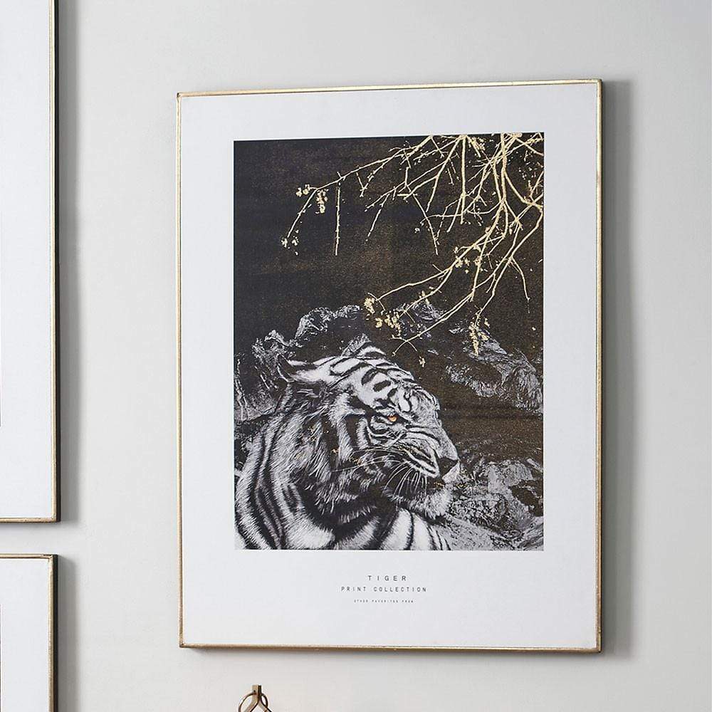 Pacific Lifestyle Accessories Mono Tiger Print with Gold Detail and Black Frame House of Isabella UK