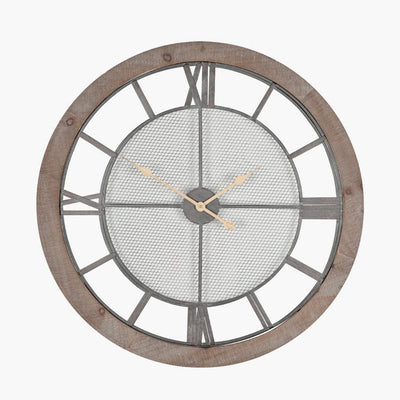 Pacific Lifestyle Accessories Natural Wood & Metal Round Wall Clock House of Isabella UK