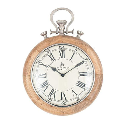 Pacific Lifestyle Accessories Nickel & Wood Stopwatch Wall Clock House of Isabella UK