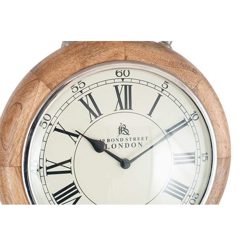 Pacific Lifestyle Accessories Nickel & Wood Stopwatch Wall Clock House of Isabella UK
