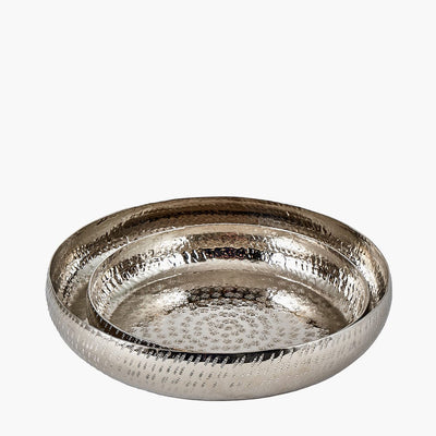 Pacific Lifestyle Accessories S/2 Silver Hammered Metal Bowls House of Isabella UK