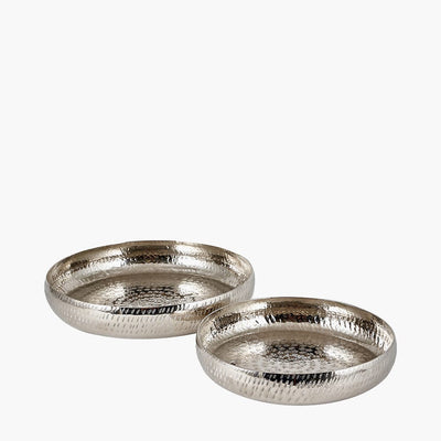Pacific Lifestyle Accessories S/2 Silver Hammered Metal Bowls House of Isabella UK