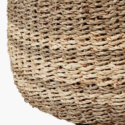 Pacific Lifestyle Accessories S/3 Woven 2-Tone Natural Seagrass and Palm Leaf Round Baskets House of Isabella UK