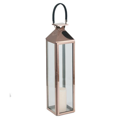 Pacific Lifestyle Accessories Shiny Copper Stainless Steel &Glass Medium Lantern House of Isabella UK