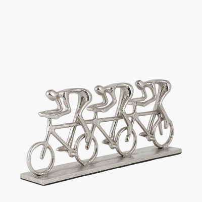 Pacific Lifestyle Accessories Shiny Silver Triple Cyclist Ornament House of Isabella UK