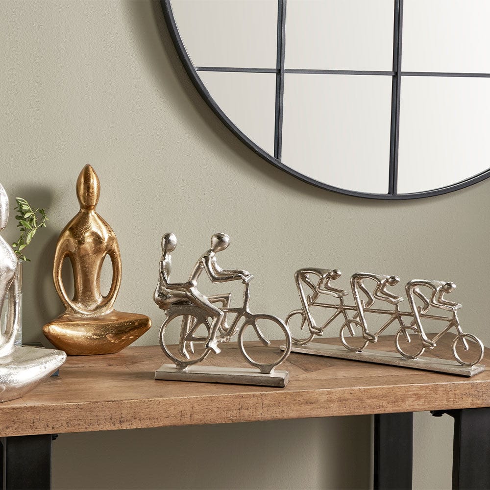 Pacific Lifestyle Accessories Shiny Silver Triple Cyclist Ornament House of Isabella UK