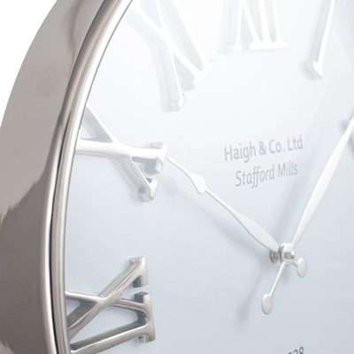 Pacific Lifestyle Accessories Silver and White Metal Round Wall Clock House of Isabella UK