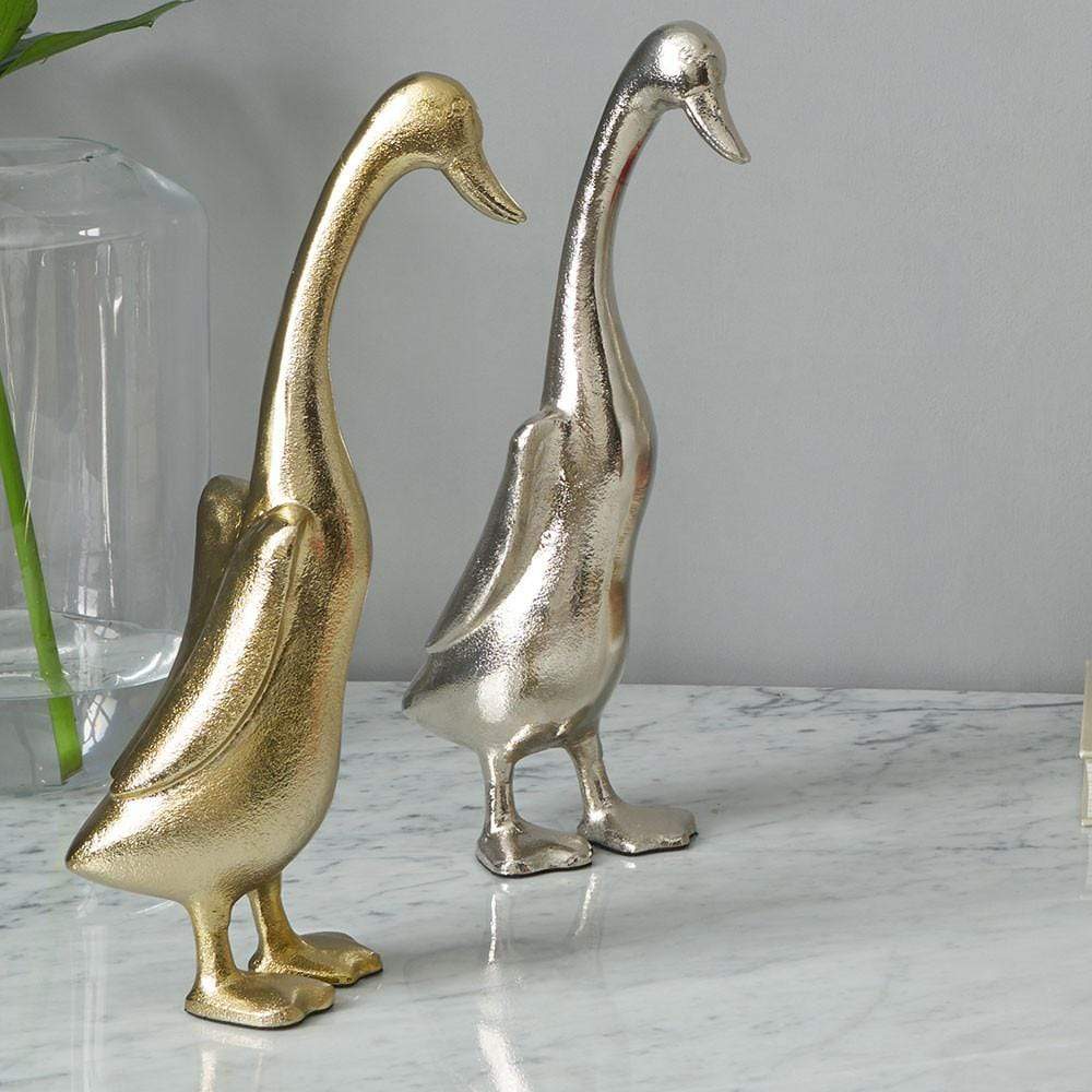 Pacific Lifestyle Accessories Silver Metal Large Duck Statue House of Isabella UK