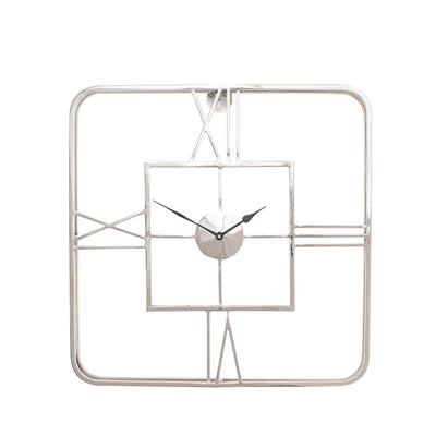 Pacific Lifestyle Accessories Silver Metal Square Wall Clock House of Isabella UK