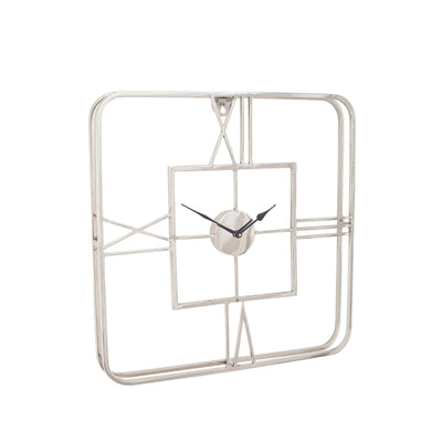Pacific Lifestyle Accessories Silver Metal Square Wall Clock House of Isabella UK