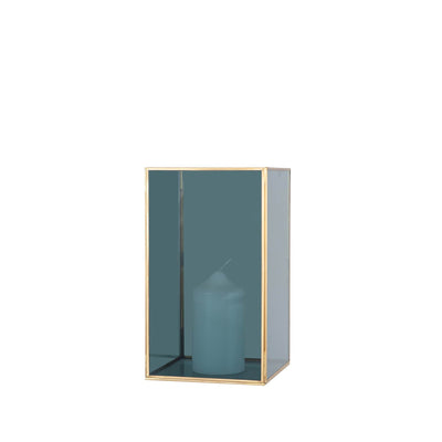 Pacific Lifestyle Accessories Smoked Glass and Brass Metal Large Square Hurricane House of Isabella UK