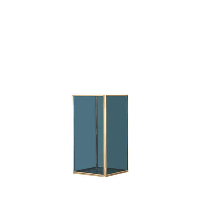 Pacific Lifestyle Accessories Smoked Glass and Brass Metal Medium Square Hurricane House of Isabella UK
