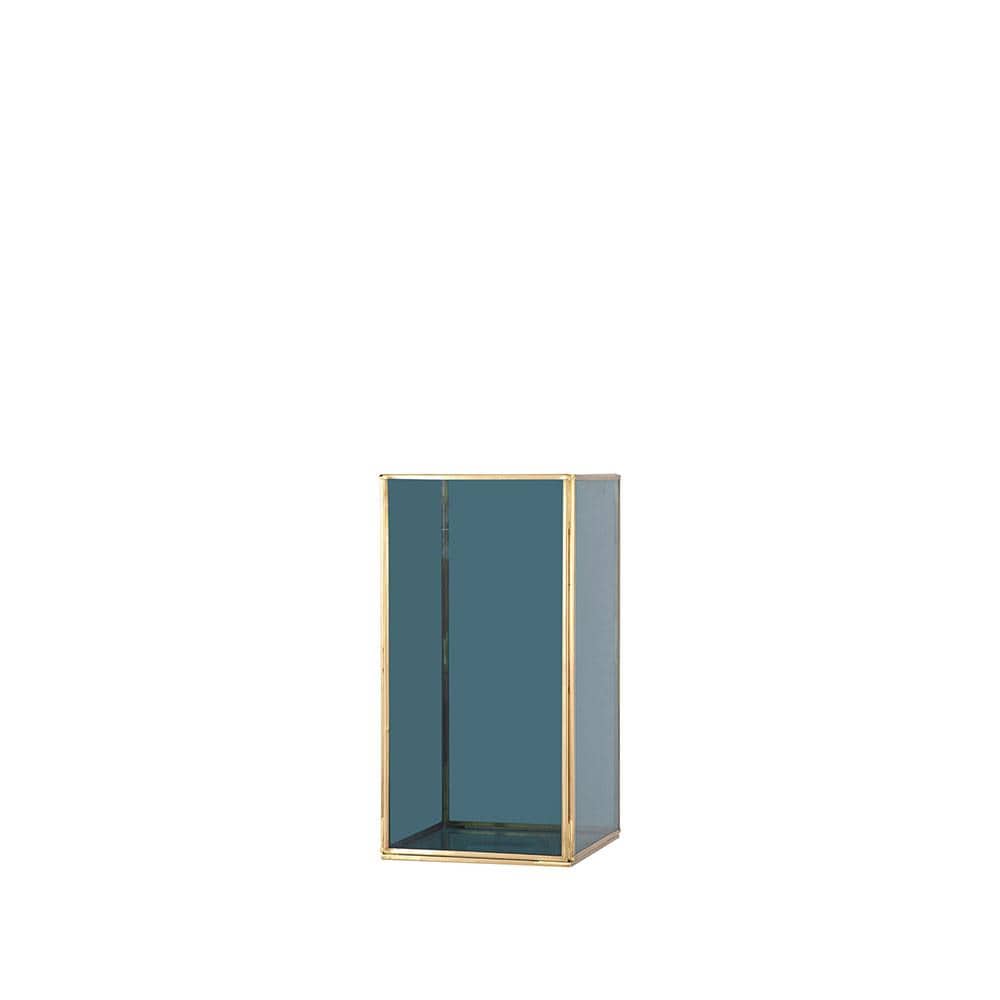 Pacific Lifestyle Accessories Smoked Glass and Brass Metal Medium Square Hurricane House of Isabella UK