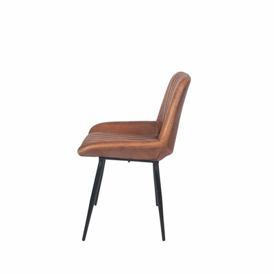 Pacific Lifestyle Dining Angelo Vintage Brown Leather and Iron Retro Dining Chair K/D House of Isabella UK
