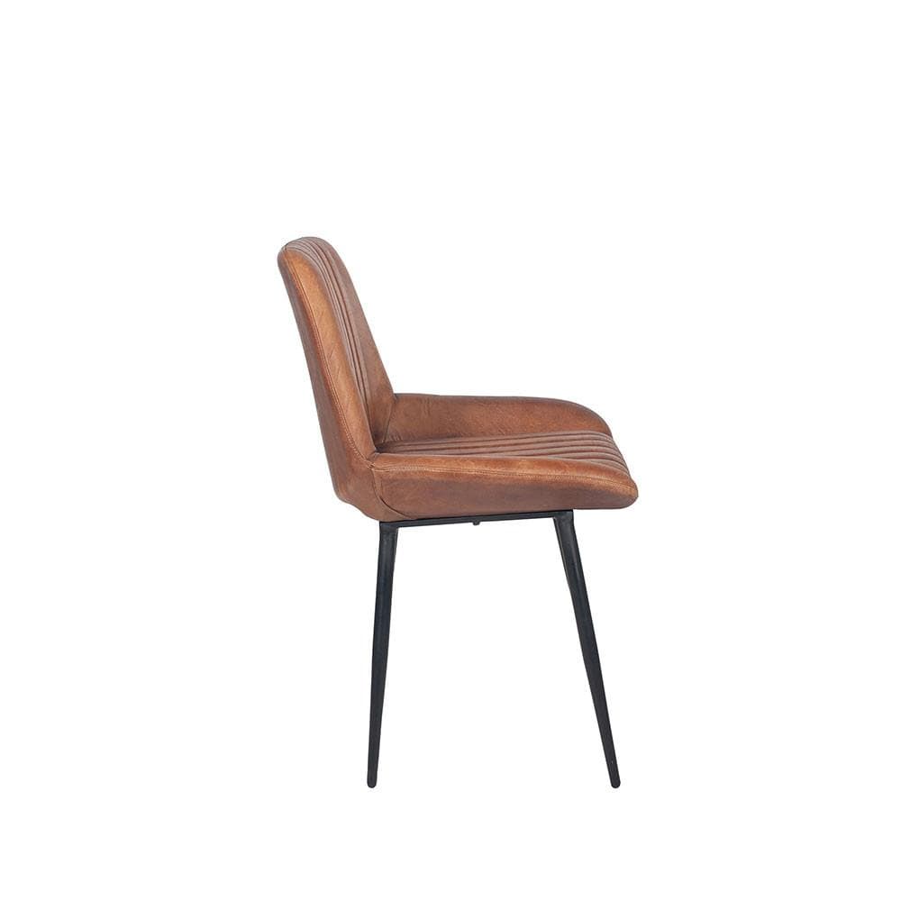 Pacific Lifestyle Dining Angelo Vintage Brown Leather and Iron Retro Dining Chair K/D House of Isabella UK