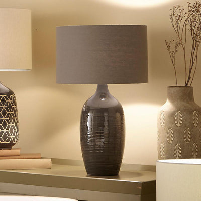 Pacific Lifestyle Lighting Abbie Etched Graphite Ceramic Table Lamp House of Isabella UK