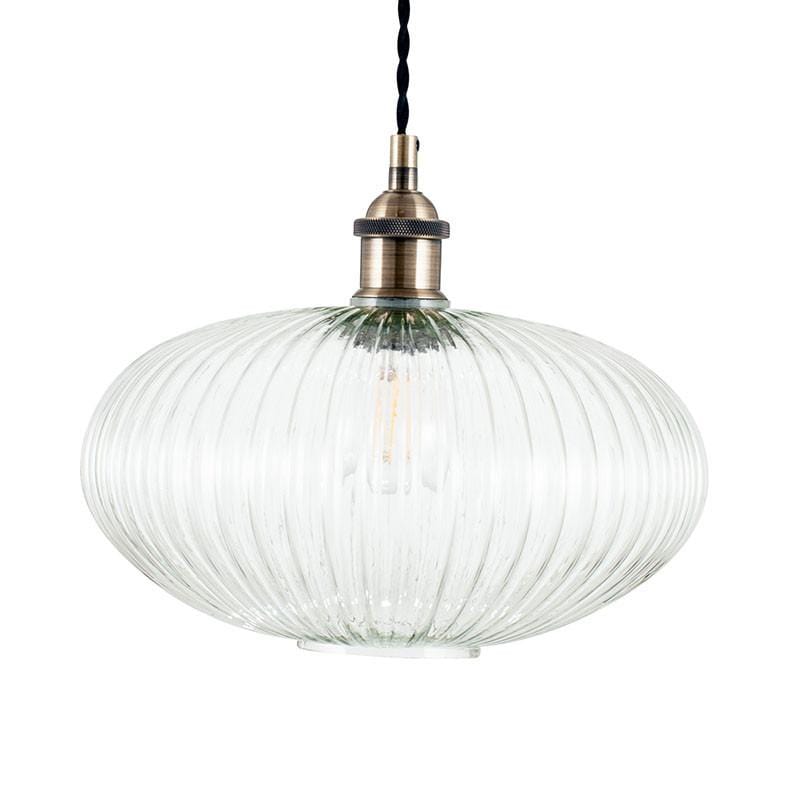 Pacific Lifestyle Lighting Abigail Clear Ribbed Glass Oval Pendant House of Isabella UK