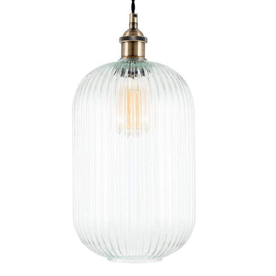 Pacific Lifestyle Lighting Abigail Clear Ribbed Glass Tall Pendant House of Isabella UK
