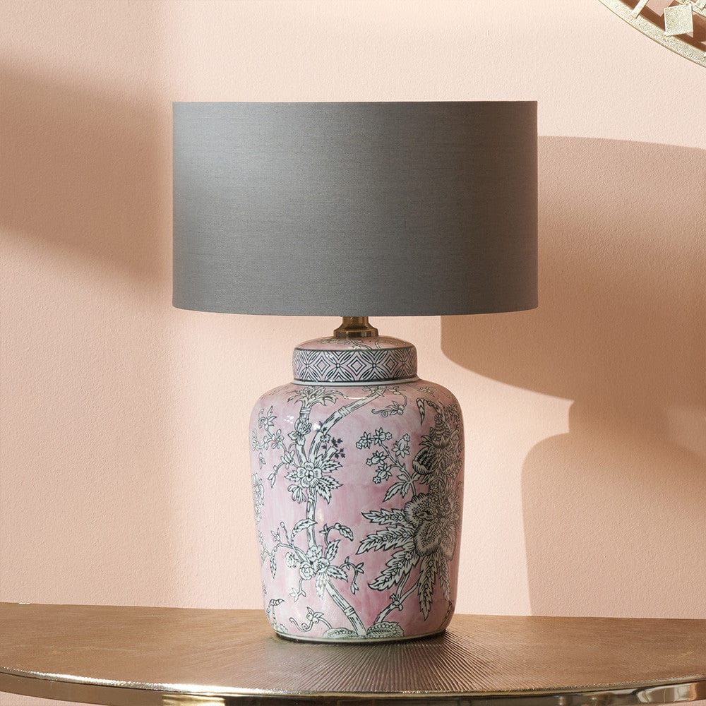 Pacific Lifestyle Lighting Alicia Pink Floral Ceramic Table Lamp House of Isabella UK