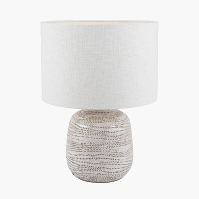 Pacific Lifestyle Lighting Alina White Dot Design Small Stoneware Table Lamp House of Isabella UK