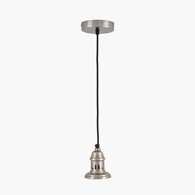 Pacific Lifestyle Lighting Antique Silver Metal Electrical Ceiling Fitting for Café & Dome Pendants House of Isabella UK