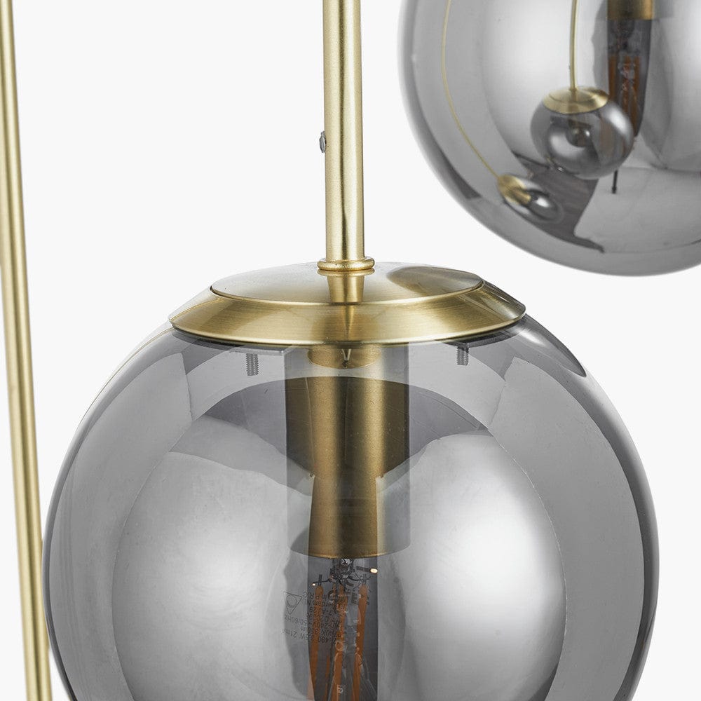 Pacific Lifestyle Lighting Arabella Smoked Glass Orb and Gold Metal Pendant House of Isabella UK
