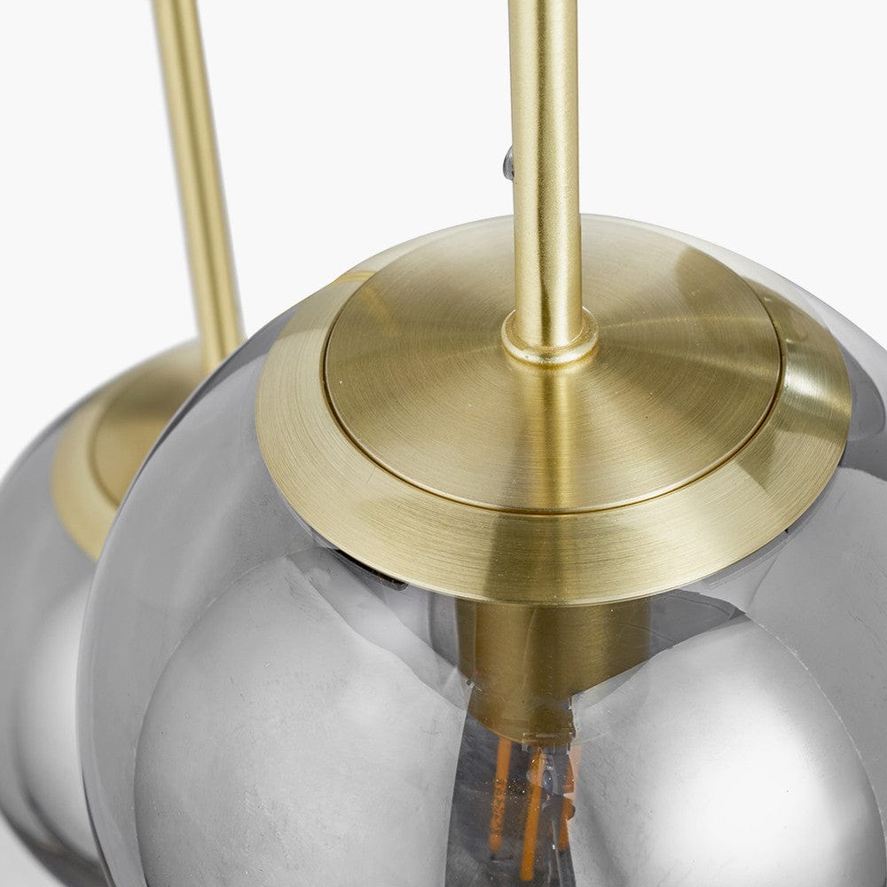 Pacific Lifestyle Lighting Arabella Smoked Glass Orb and Gold Metal Pendant House of Isabella UK