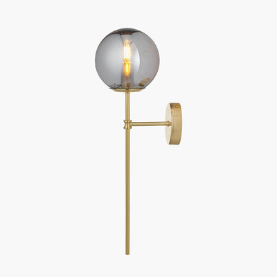 Pacific Lifestyle Lighting Arabella Smoked Glass Orb and Gold Metal Wall Light House of Isabella UK