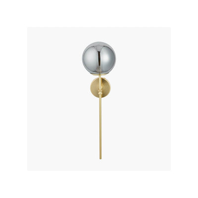 Pacific Lifestyle Lighting Arabella Smoked Glass Orb and Gold Metal Wall Light House of Isabella UK