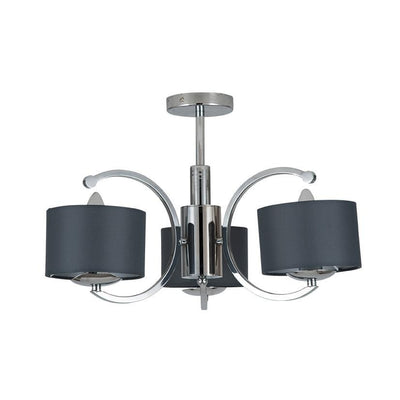 Pacific Lifestyle Lighting Arcadia Silver Metal Three Curved Arm Semi Flush Pendant House of Isabella UK