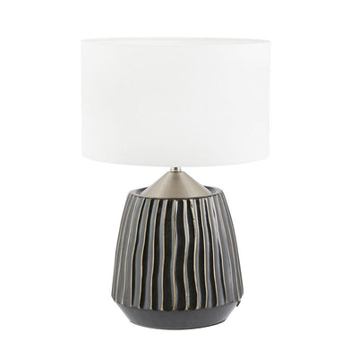 Pacific Lifestyle Lighting Artemis Grey Textured Ceramic & Brushed Silver Table Lamp House of Isabella UK