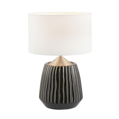 Pacific Lifestyle Lighting Artemis Grey Textured Ceramic & Brushed Silver Table Lamp House of Isabella UK