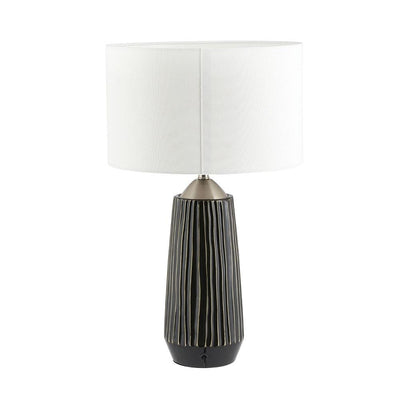 Pacific Lifestyle Lighting Artemis Grey Textured Ceramic & Brushed Silver Tall Table Lamp House of Isabella UK
