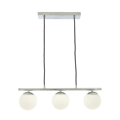 Pacific Lifestyle Lighting Asterope 3 White Orb and Shiny Chrome Metal Pendant House of Isabella UK