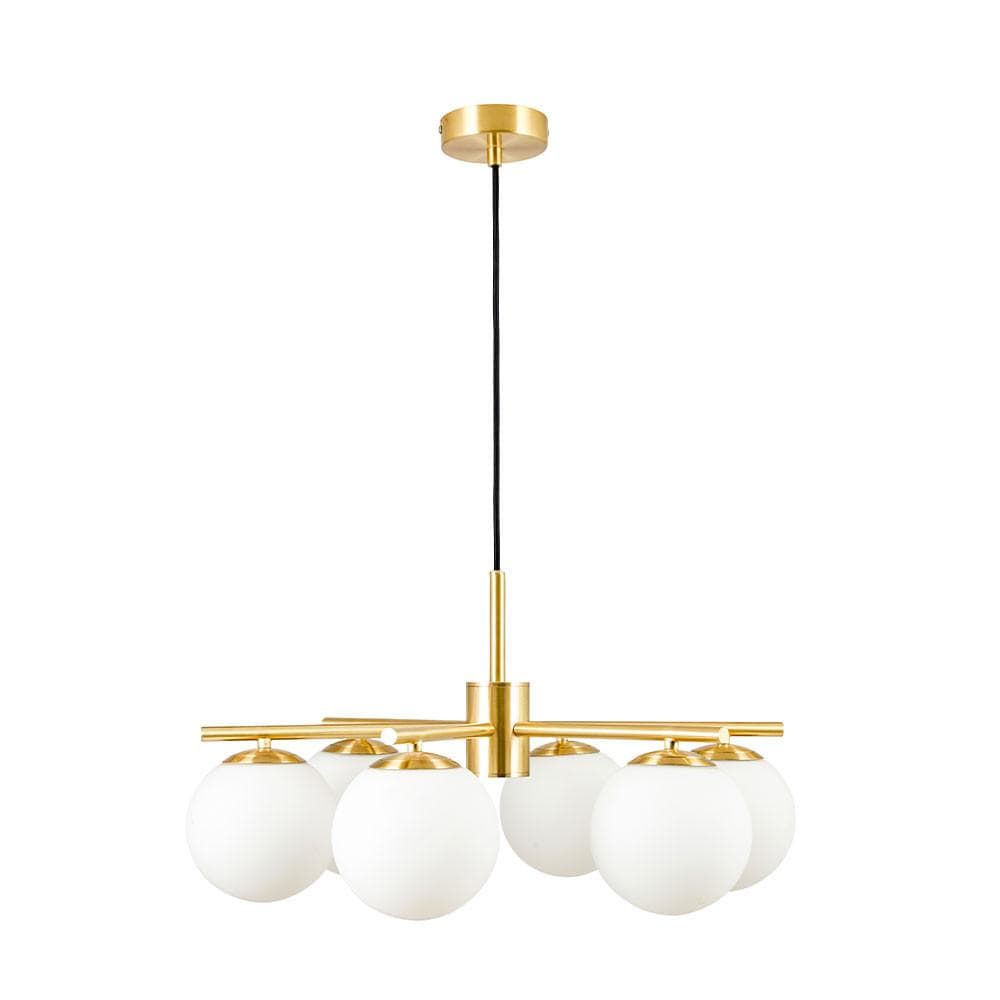 Pacific Lifestyle Lighting Asterope 6 White Orb and Gold Metal Pendant House of Isabella UK