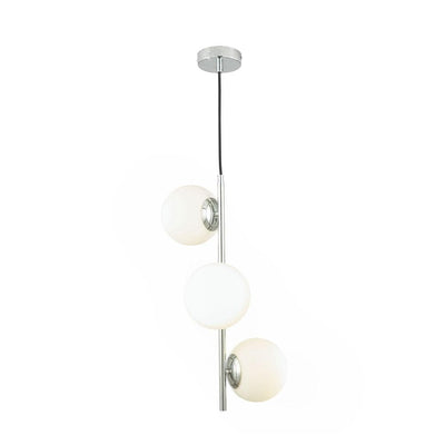 Pacific Lifestyle Lighting Asterope White Orb and Shiny Chrome Metal Pendant House of Isabella UK