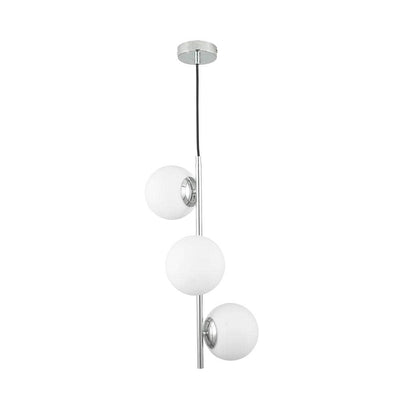 Pacific Lifestyle Lighting Asterope White Orb and Shiny Chrome Metal Pendant House of Isabella UK