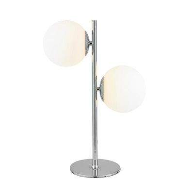 Pacific Lifestyle Lighting Asterope White Orb and Shiny Chrome Metal Table Lamp House of Isabella UK