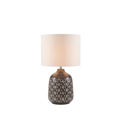 Pacific Lifestyle Lighting Athena Dark Grey Geo Ceramic Table Lamp House of Isabella UK