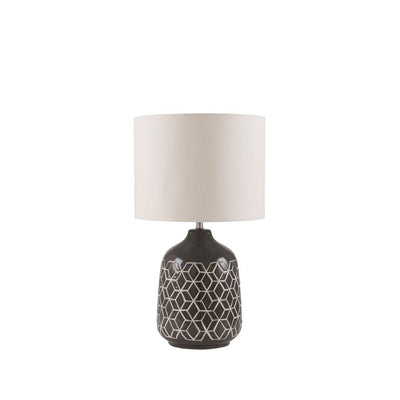 Pacific Lifestyle Lighting Athena Dark Grey Geo Ceramic Table Lamp House of Isabella UK
