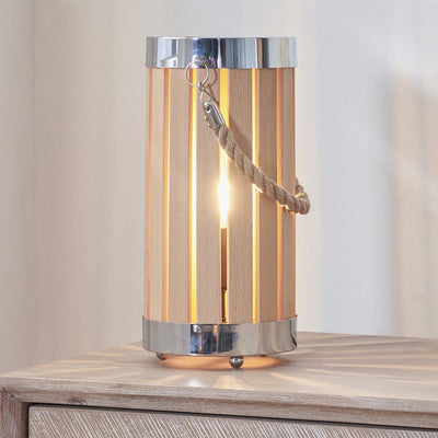 Pacific Lifestyle Lighting Austell Natural Wood Small Lantern Table Lamp House of Isabella UK