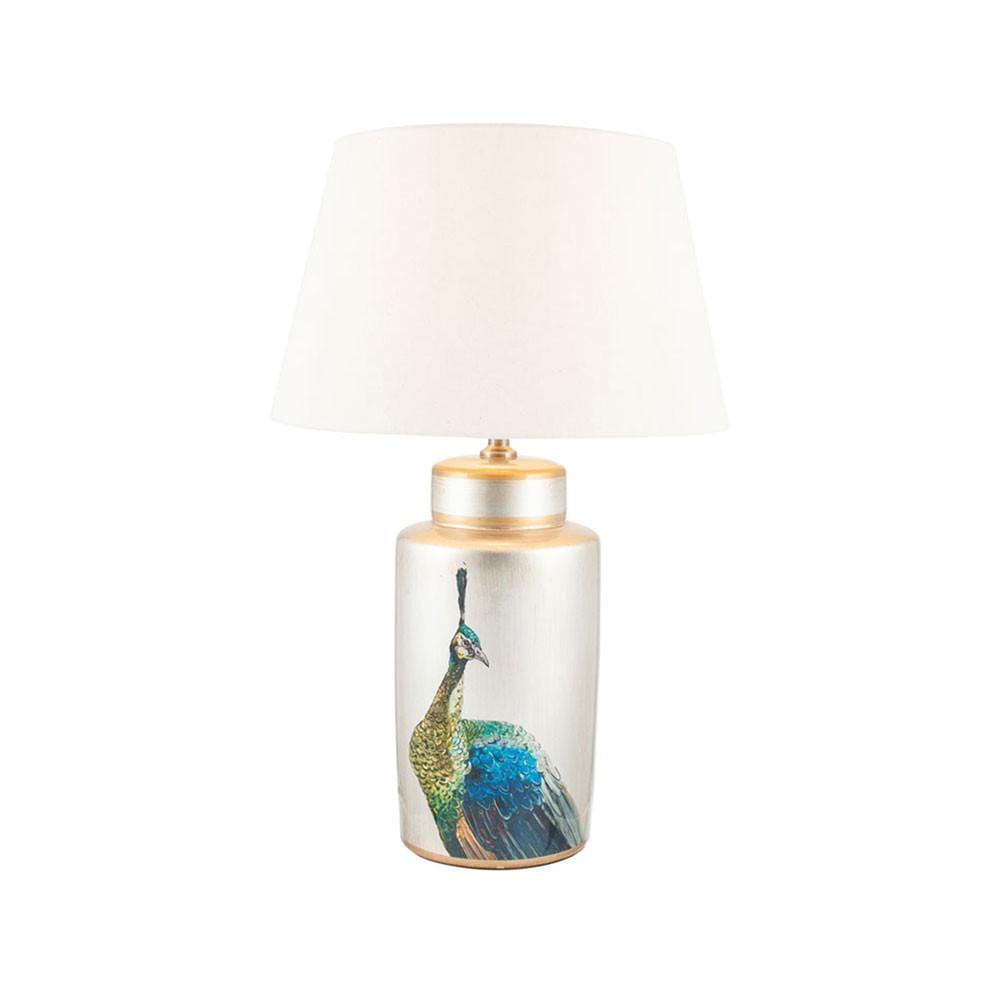 Pacific Lifestyle Lighting Avas Peacock Tall Silver Ceramic Table Lamp House of Isabella UK