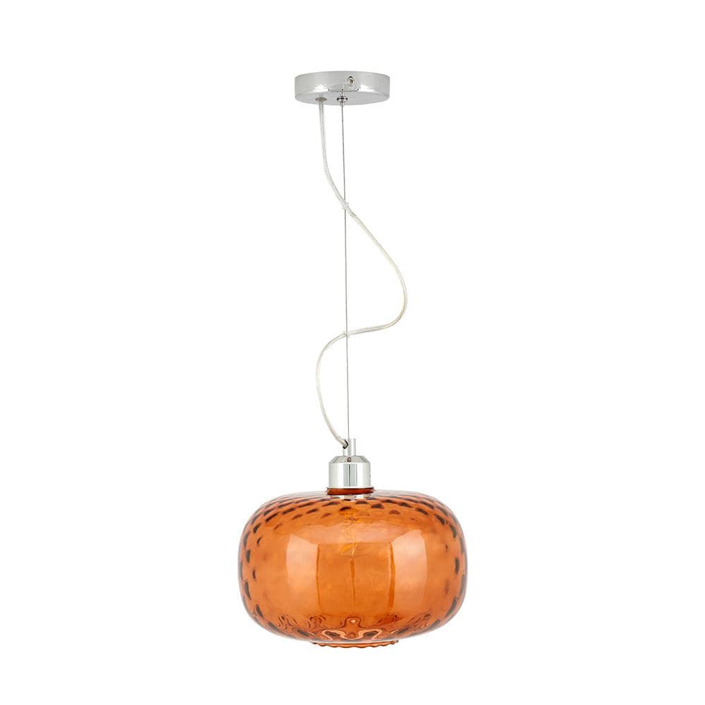 Pacific Lifestyle Lighting Azores Orange Textured Glass Oval Pendant House of Isabella UK