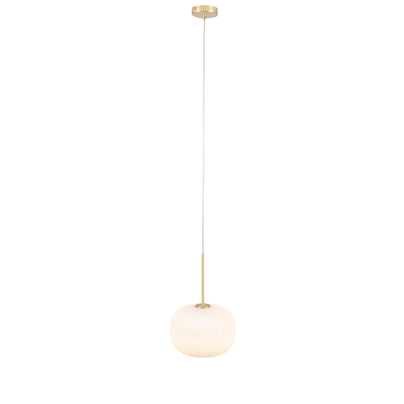 Pacific Lifestyle Lighting Bella White Glass and Gold Metal Ribbed Squoval Pendant House of Isabella UK