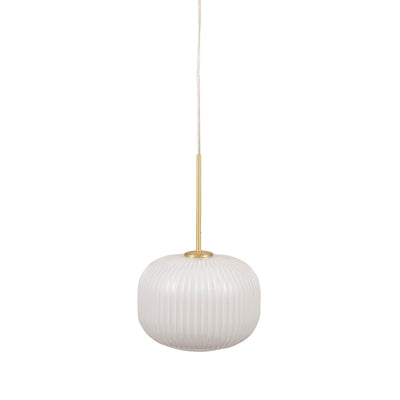 Pacific Lifestyle Lighting Bella White Glass and Gold Metal Ribbed Squoval Pendant House of Isabella UK