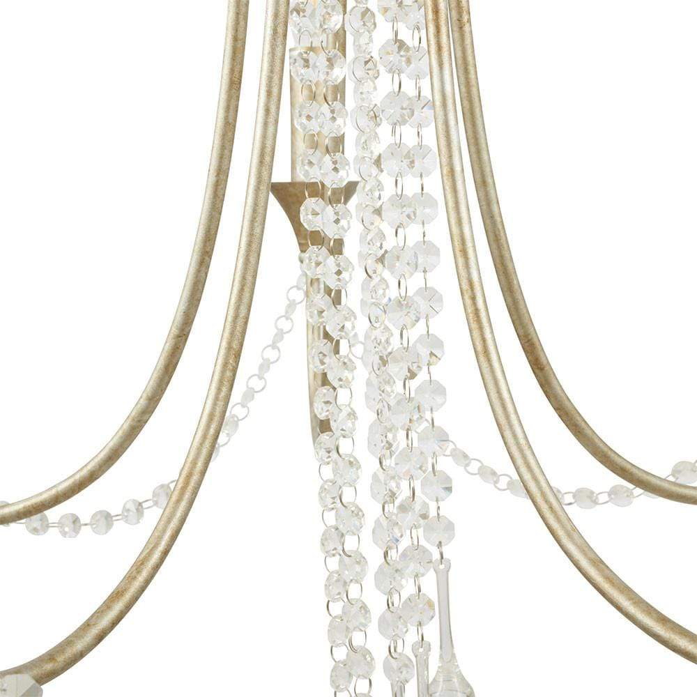 Pacific Lifestyle Lighting Belle Antique Silver Leaf Metal & Beaded 5 Light Chandelier Pendant House of Isabella UK
