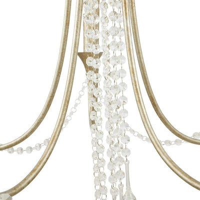 Pacific Lifestyle Lighting Belle Antique Silver Leaf Metal & Beaded 5 Light Chandelier Pendant House of Isabella UK